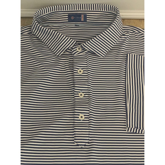 Stitch Golf Polo Shirt Mens XL Navy Blue White Striped Performance Casual - Picture 13 of 16